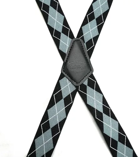 Vista 3 de Tirantes para hombre MELOTOUGH con clip duradero gris Argyle
