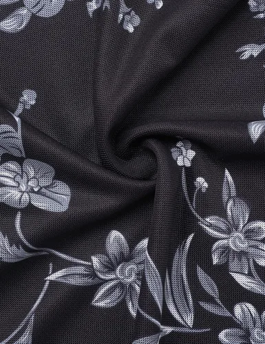 Vista 4 de Timeson Blusas de manga corta con cuello en V para mujer, camisas florales de doble capa de malla