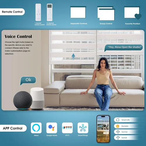 Vista 3 de Persianas motorizadas, persianas de cebra funcionan con HomeKit, Alexa, Google Home, SmartThings persianas inteligentes de poliéster eléctricas