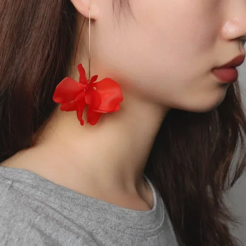 Vista 7 de Joyería de moda para mujer, con forma de pétalos de Bohemia, con forma de gota larga