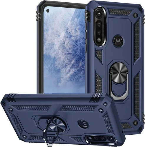 Vista 9 de TJS - Funda compatible con Motorola Moto G Power (2020) (negro) Anillo de metal soporte magnético Kickstand Heavy Duty Drop Protector Teléfono