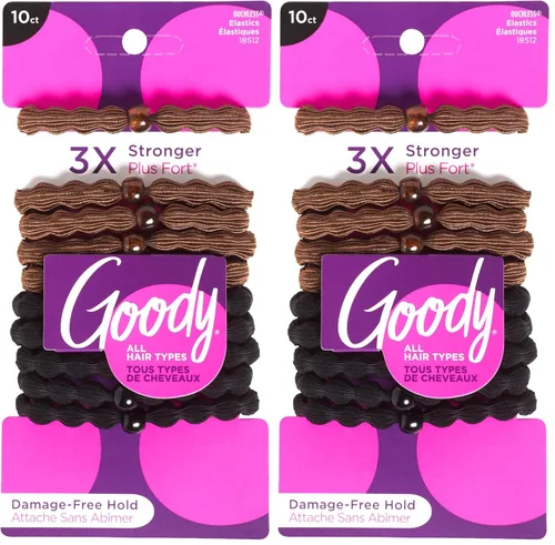 Vista 15 de Goody Ouchless Forever - Bandas elásticas para el cabello, 10 unidades, color negro, bandas sin daños, lazos elásticos 3 veces más fuertes