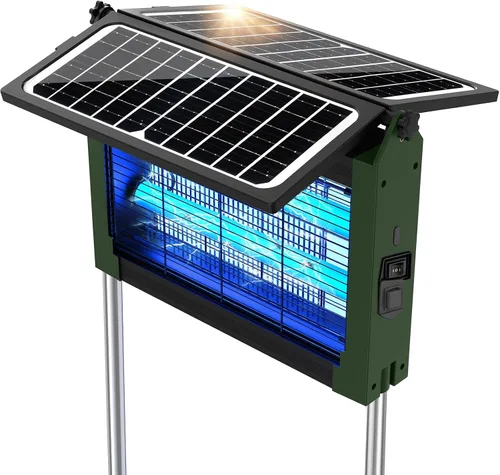 Vista 10 de Exterminador solar de insectos, 4500 V exterminador de mosquitos Panel solar dual y matamosquitos recargable eléctrico USB, modo automático, 3 Negro