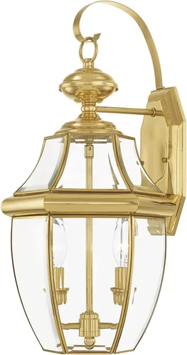 Vista 15 de Livex Lighting 2251-07 Monterey - Farol de pared de latón macizo con acabado en bronce de 2 luces para exteriores con cristal biselado transparente