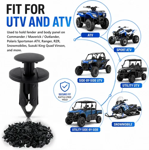Vista 3 de AUTOKAY 100 piezas ATV UTV remaches de sujeción de cuerpo Push Pin Fender Clips Fit para Suzuki King Quad Vinson para Honda Acura Rancher Can Am