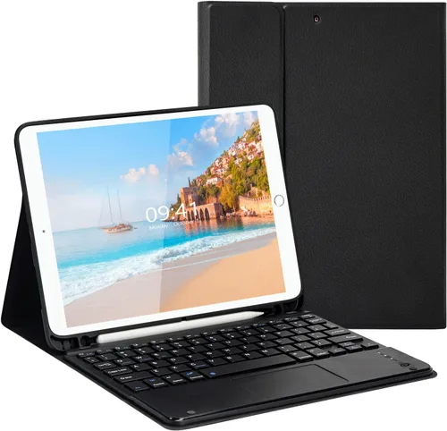 Vista 16 de Funda de teclado LAMA para iPad de 10.2 pulgadas, estuche inalámbrico con teclado con soporte para lápices para iPad de 10.2 y 10.5 pulgadas