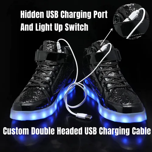 Vista 4 de IGxx Zapatos con luz LED para niños, tenis de alta calidad, zapatos con luces para niños, carga USB, entrenadores luminosos intermitentes
