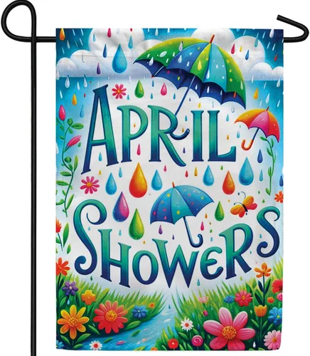 Vista 43 de A Little Rain Gnome Umbrella Garden Flag 12.5" x 18" Double Sided