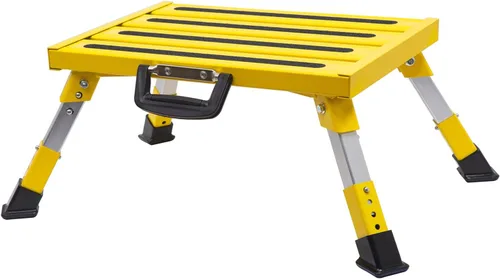 Vista 8 de Homeon Wheels Escalones de Aluminio para RV Taburete Plegable Ajustable con Pies de Goma Antideslizantes, Plataforma Estable que Soporta 1000