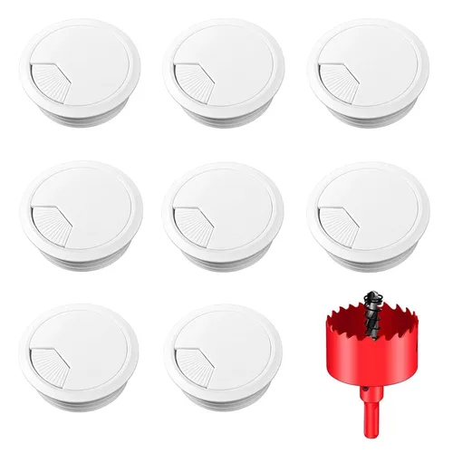 Vista 10 de TuTuYa 10 piezas de pasacables de escritorio, pasacables de escritorio de 1-3/8 pulgadas (35 mm) con sierra de agujero, ideal para cables de mesa