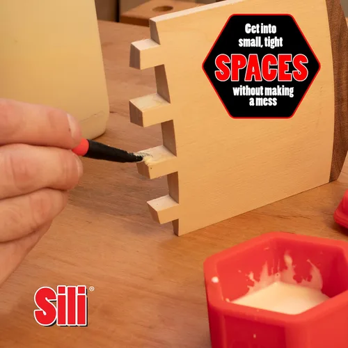 Vista 5 de Sili Kit de cepillos de pegamento con micro cepillos aplicadores de pegamento para madera y cápsula de almacenamiento para carpintería