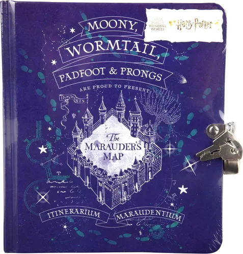 Vista 7 de Harry Potter Diario de mapa de Marauder para niños, cuaderno de diario con cerradura y llave con 216 páginas rayadas, con licencia oficial, regalo