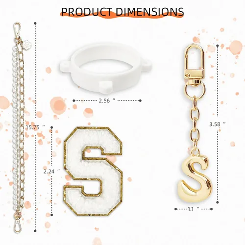 Vista 6 de Letter Handle Strap Accessories with Cute Initial Charm Compatible with Owala Water Bottle 24oz 32oz 40oz Owala Kids