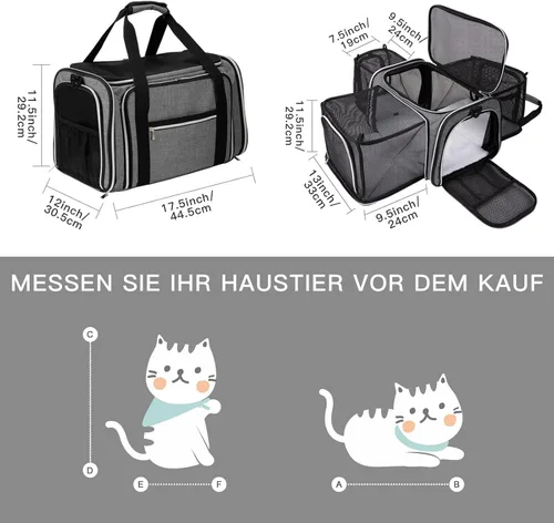 Vista 2 de BAGLHER Bolsa de Transporte para Gatos, Transportador de Mascotas Aprobado por Aerolíneas, de Cara Suave, Portador de Viaje para Mascotas, 5 Puertas