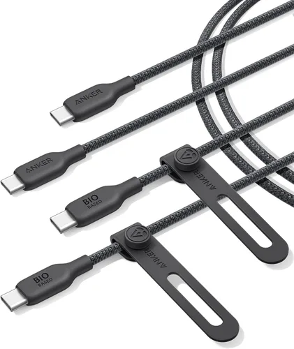 Vista 13 de Anker Cable USB C, carga rápida de 240 W, USB 2.0 (6 pies, negro fantasma) Cable bio-trenzado para iPhone serie 17, MacBook Pro 2020, iPad Pro