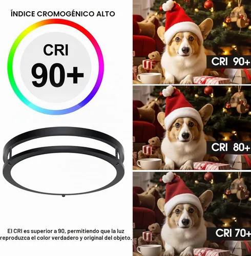 Vista 5 de Energetic - Lámpara de techo empotrada LED de 14 pulgadas, 3000K/4000K/5000K color ajustable, lámpara de techo regulable para dormitorio, cocina