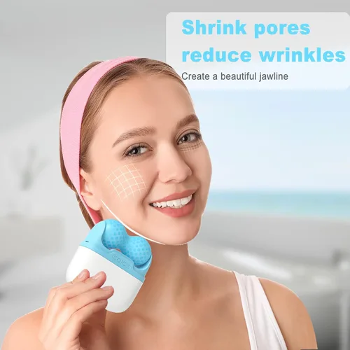 Vista 3 de Leeshine Rodillo de hielo para cara y ojos, herramientas para el cuidado de la piel facial con rodillo de masaje 2 en 1 y estuche de viaje, regalo