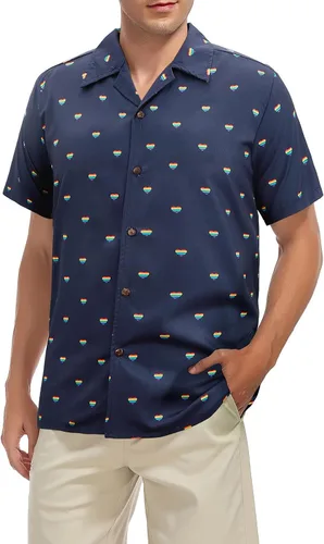 Vista 59 de Camisa hawaiana para hombre, con estampado floral, cómoda, con botones, casual, manga corta, ropa de playa para hombre