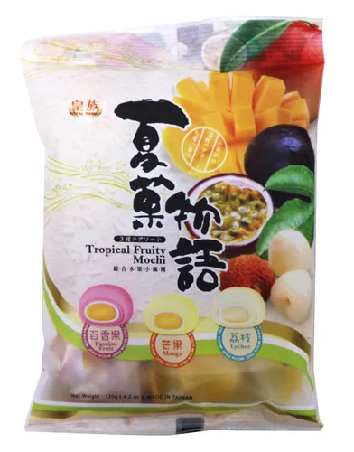 Vista 3 de Tropical Fruity Mochi (maracuyá, mango, lichi) Sabores mixtos de 4.2 oz (3 paquetes)