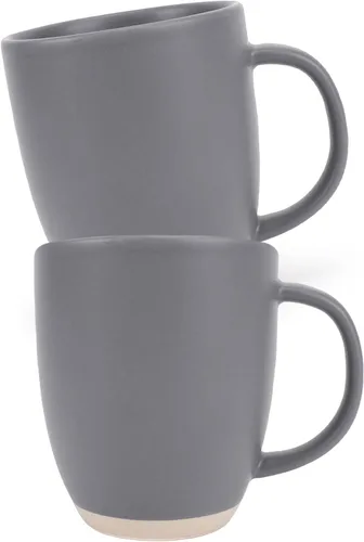 Vista 13 de Elanze Designs Paquete de 2 tazas de café de cerámica de 13 onzas con fondo de arcilla cruda, color verde menta Verde (Mint Green)