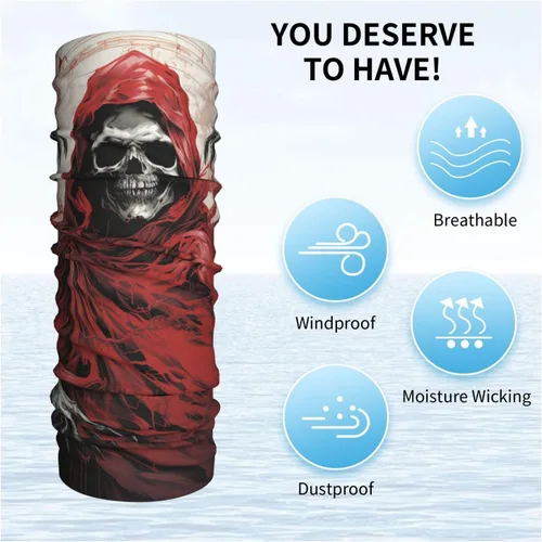 Vista 6 de CASGTNZ grim reaper skull angel Abstract red Neck Gaiter Face Cover Balaclava Gaiter Mask for Men Women Bandana for Motorcycle Cycling Riding Skiing