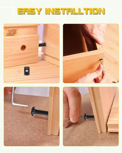 Vista 5 de Kit de repuesto de tornillos de cuna, 28 tornillos M6 y tuercas de barril para marco de cama, muebles, sillas y gabinetes, surtido de tornillos