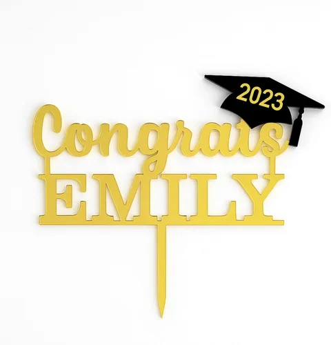 Vista 4 de Decoración personalizada para pastel de felicitaciones con nombre personalizado para decoraciones de fiesta de graduación de último año 2025, clase