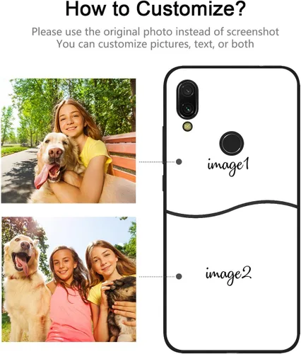 Vista 2 de Funda personalizada para teléfono Redmi Note 7 de 6.3 pulgadas, funda personalizada con múltiples imágenes, funda suave con nombre, regalo de Negro