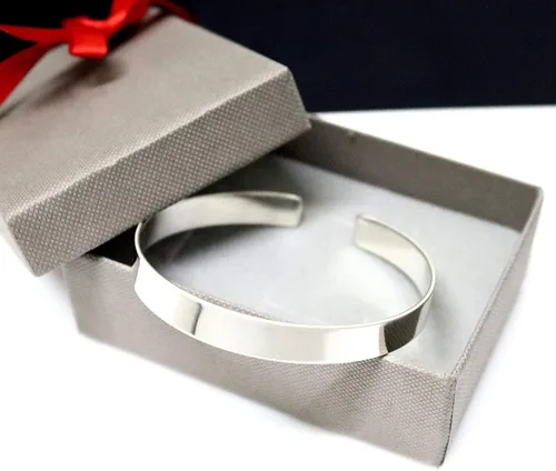 Vista 3 de Pulsera de plata pura 925 de plata esterlina maciza para hombre, brazalete contemporáneo de 0.315 in de ancho grabado para hombre, regalo