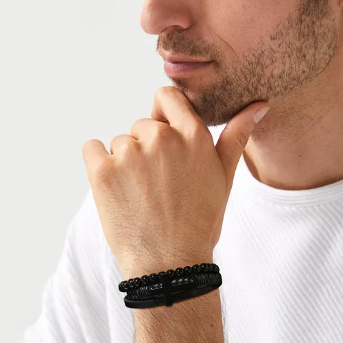 Vista 3 de TempBeau Pulsera de cuero con cruz para papá, envía caja de regalo, pulsera de graduación con grabado a mi hijo, pulseras de cuentas naturales