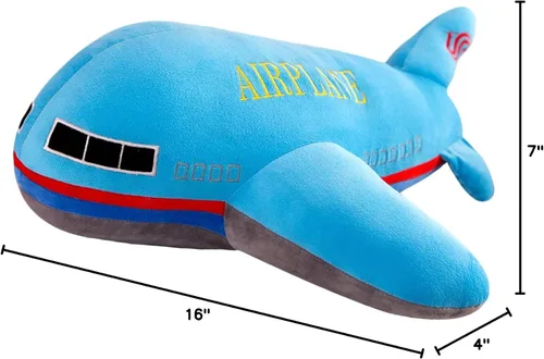 Vista 8 de zhidiloveyou Almohada de peluche azul de avión de 15.7 pulgadas, regalo para niños