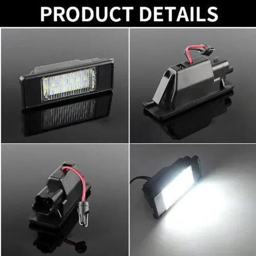 Vista 5 de BAKUGO 2 luces LED de matrícula para Nissan X-Trail T30 T31 Qashqai J10 J11 Primera P12 Pathfinder R51 Juke F15 para Benz W639 W906