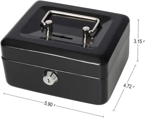 Vista 4 de Decaller - Caja de dinero con ranura para niños, caja de dinero pequeña con bandeja para dinero y cerradura de llave, 6 1/5 pulgadas x 5 pulgadas x