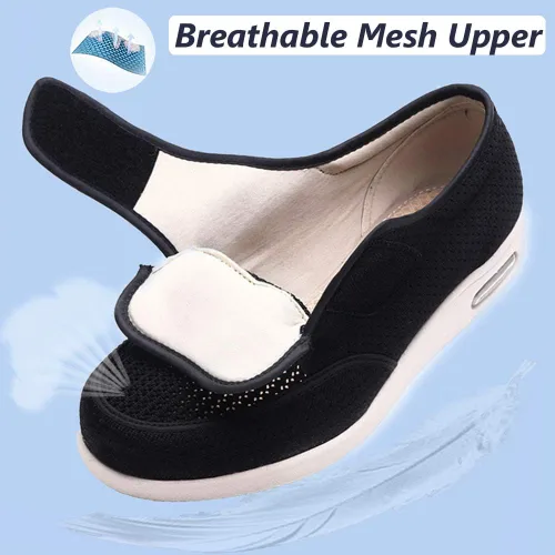Vista 2 de W&LESVAGO Zapatos anchos ajustables para hombre con edema diabético con plantilla de espuma viscoelástica, amortiguación de aire, zapatos ligeros