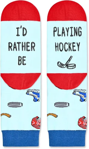 Vista 3 de HAPPYPOP Calcetines para niños y niños, regalos geniales para niños, regalos deportivos para niños en paquete de 2, Paquete de 2 Hockey