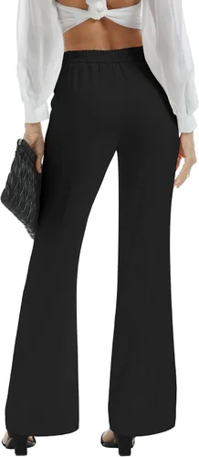 Vista 5 de Women's High Waist Casual Wide Leg Pants, Button Dress Pants for Women, Work Pants with Pockets for Women Office.