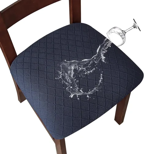 Vista 20 de Fundas de asiento impermeables para sillas de comedor, fundas para sillas de comedor y cocina (beige, 2 piezas) Jacquard Removable Machine