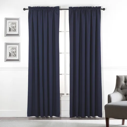 Vista 9 de Diamond Home Linens Cortinas opacas con dobladillo para cortinero de 45 pulgadas de largo para dormitorio, paneles de tratamiento de ventanas