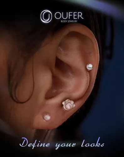 Vista 2 de OUFER 3 piezas de retenedores de piercing transparentes para cirugía, retenedor de joyería de piercing helix bioflex, joyería de piercing