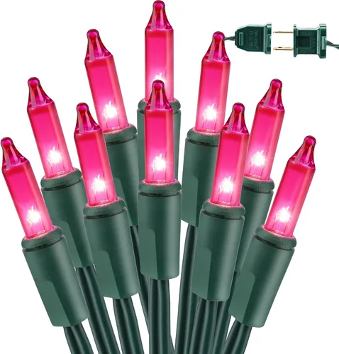 Vista 15 de BrizLabs Luces de Navidad transparentes, 50 unidades, luces incandescentes blancas cálidas, mini cadena de luz conectable, luces de árbol de Navidad