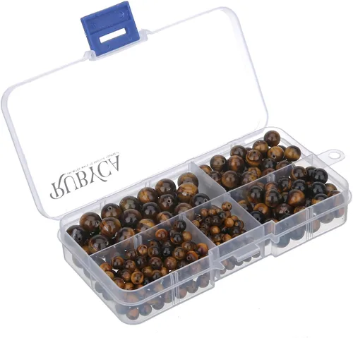 Vista 21 de RUBYCA Natural negro lava piedras preciosas redondas sueltas cuentas organizador caja de plástico fabricación de joyas mezcla tamaños