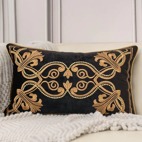 Vista 21 de Aeckself Funda de almohada floral europea de 16 x 16 pulgadas, funda de almohada decorativa bordada de terciopelo de lujo para sofá, dormitorio