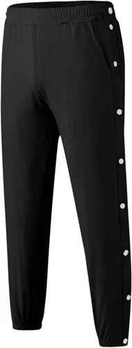Vista 3 de Pantalones deportivos de baloncesto para hombre, pantalones de baloncesto con abertura alta, botones a presión, pantalones sueltos para correr