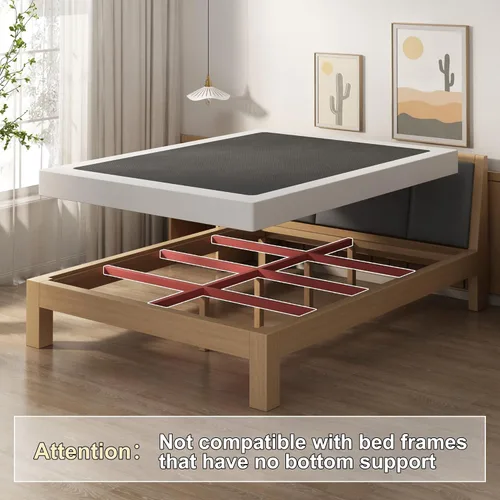 Vista 6 de EMODA Base de cama de metal resistente de 4 pulgadas con cubierta de tela, fácil montaje