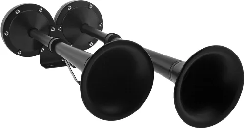 Vista 3 de Vixen Horns Claxon de Aire Fuerte y Potente con Trompetas Duales de Acero Inoxidable Marinas para Barcos/RV/Camiones 12V Negro VXH2112MAR-B