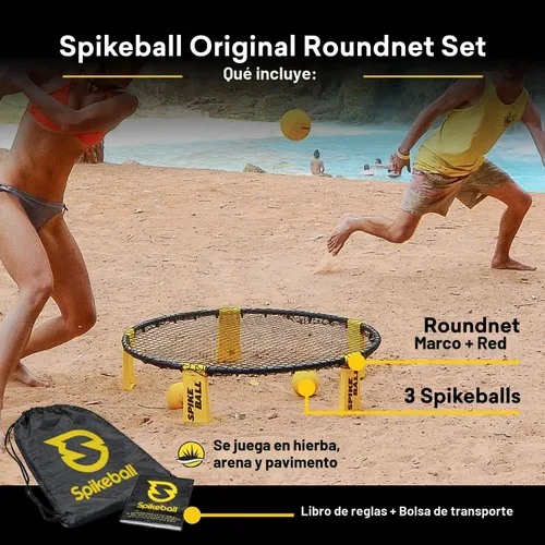 Vista 5 de Spikeball 3 Ball Juego Original de Red Redonda - Incluye 3 Pelotas, Red y Bolsa