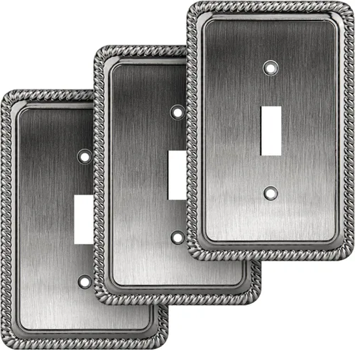 Vista 43 de Henne Bery Rope Edge - Placa decorativa de pared para interruptor (placa lisa, 2 unidades, bronce antiguo)