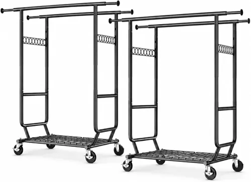Vista 11 de HOKEEPER Perchero de carga de 650 libras plegable estante de ropa doble Rod