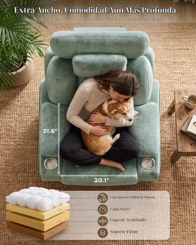 Vista 7 de Silla mecedora para guardería con reposabrazos ajustable, reposacabezas Verde