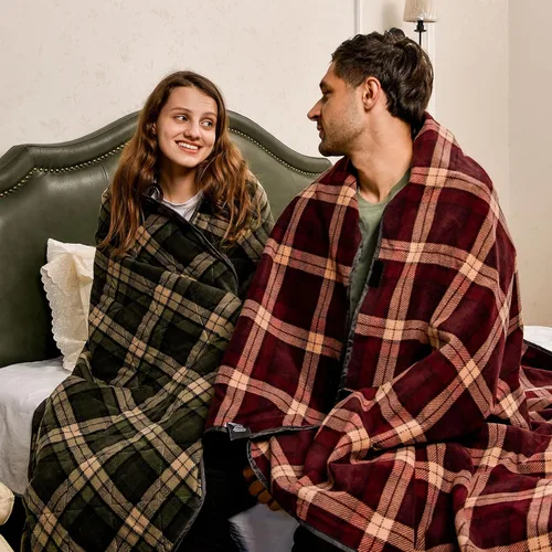 Vista 8 de DUKUSEEK Manta con capucha para exteriores, manta de camping impermeable, acolchada, forro polar grueso, cálida, resistente al viento, a prueba